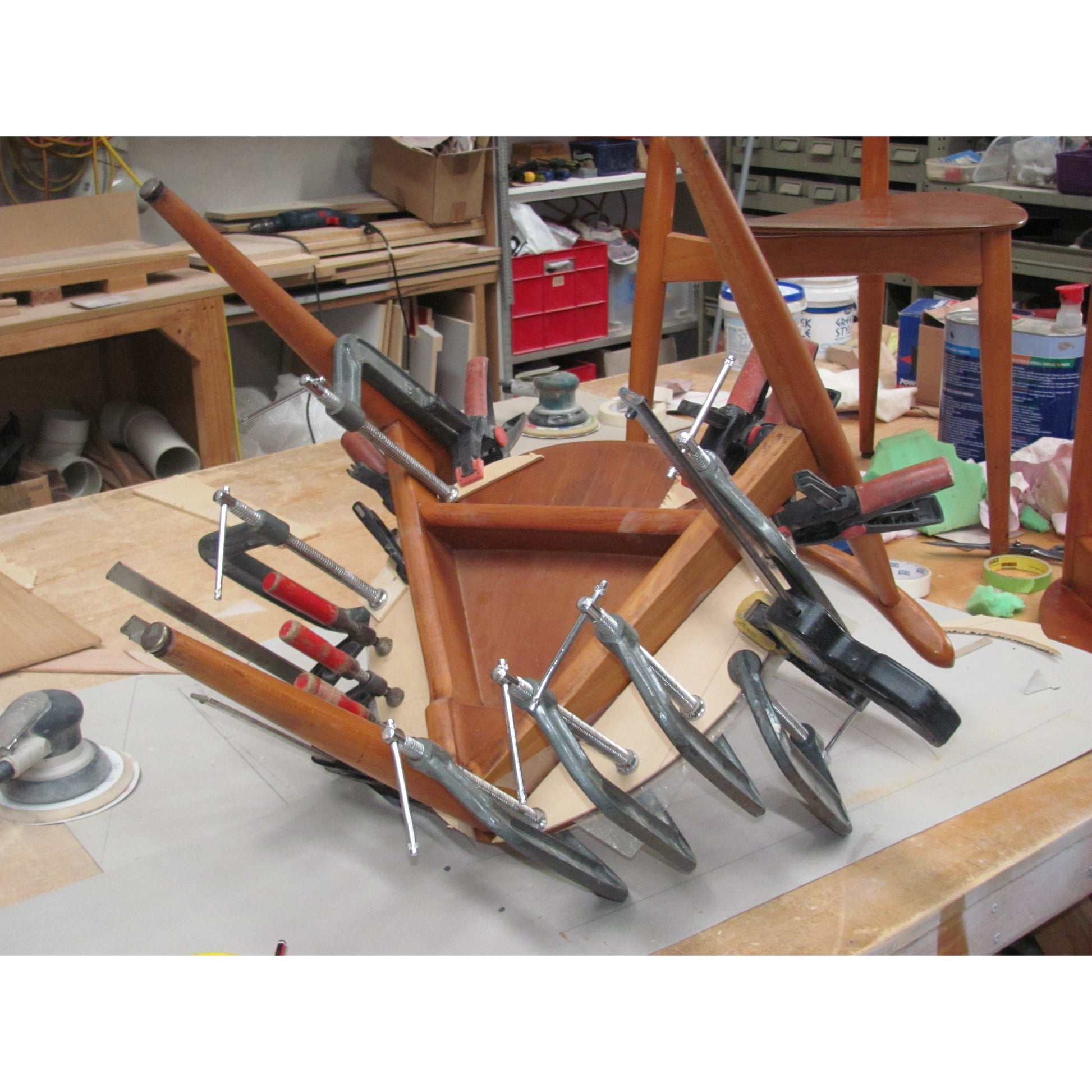 Wegner Heart chair being restored by Deka